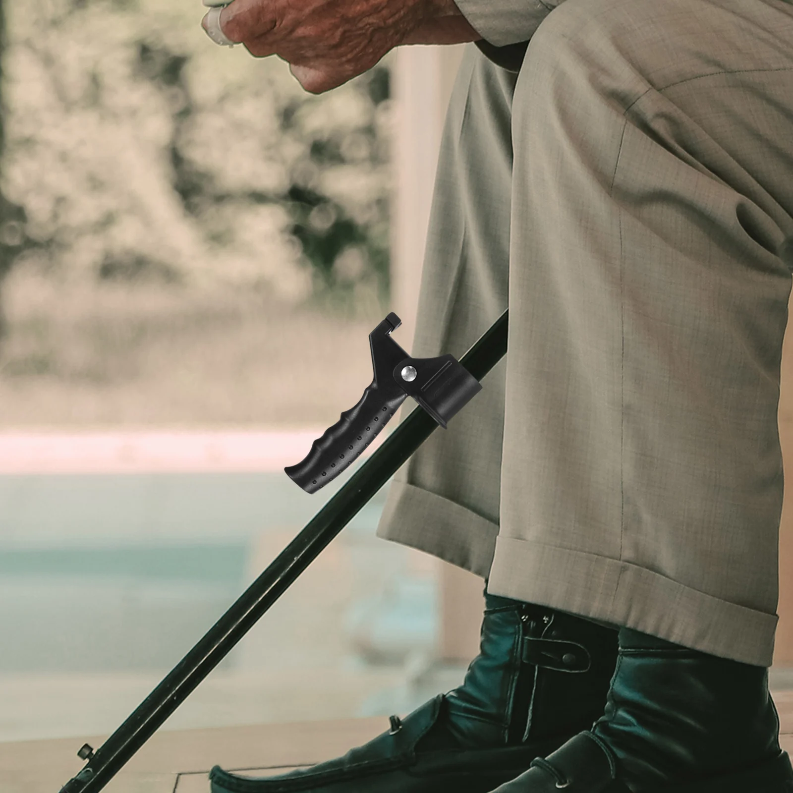 

Elderly Cane Handle Attachment Ergonomic Grip Mobility Aid Seniors Walking Stick Helper Easy Standing Bed Chair Toilet Universal