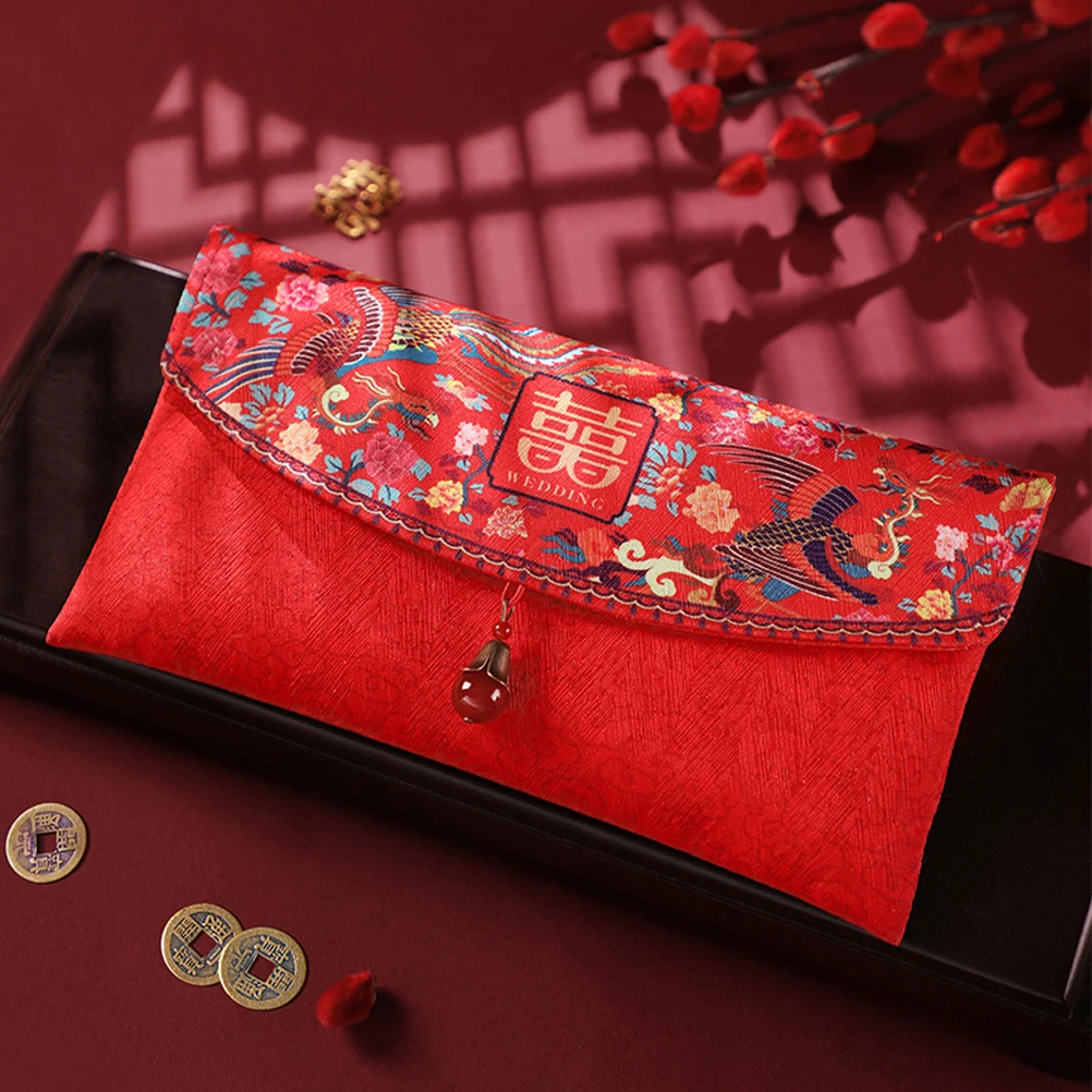 

Wedding Red Envelope Festive Atmosphere Envelopes Chinese Packets Fabric Cloth for Newlyweds