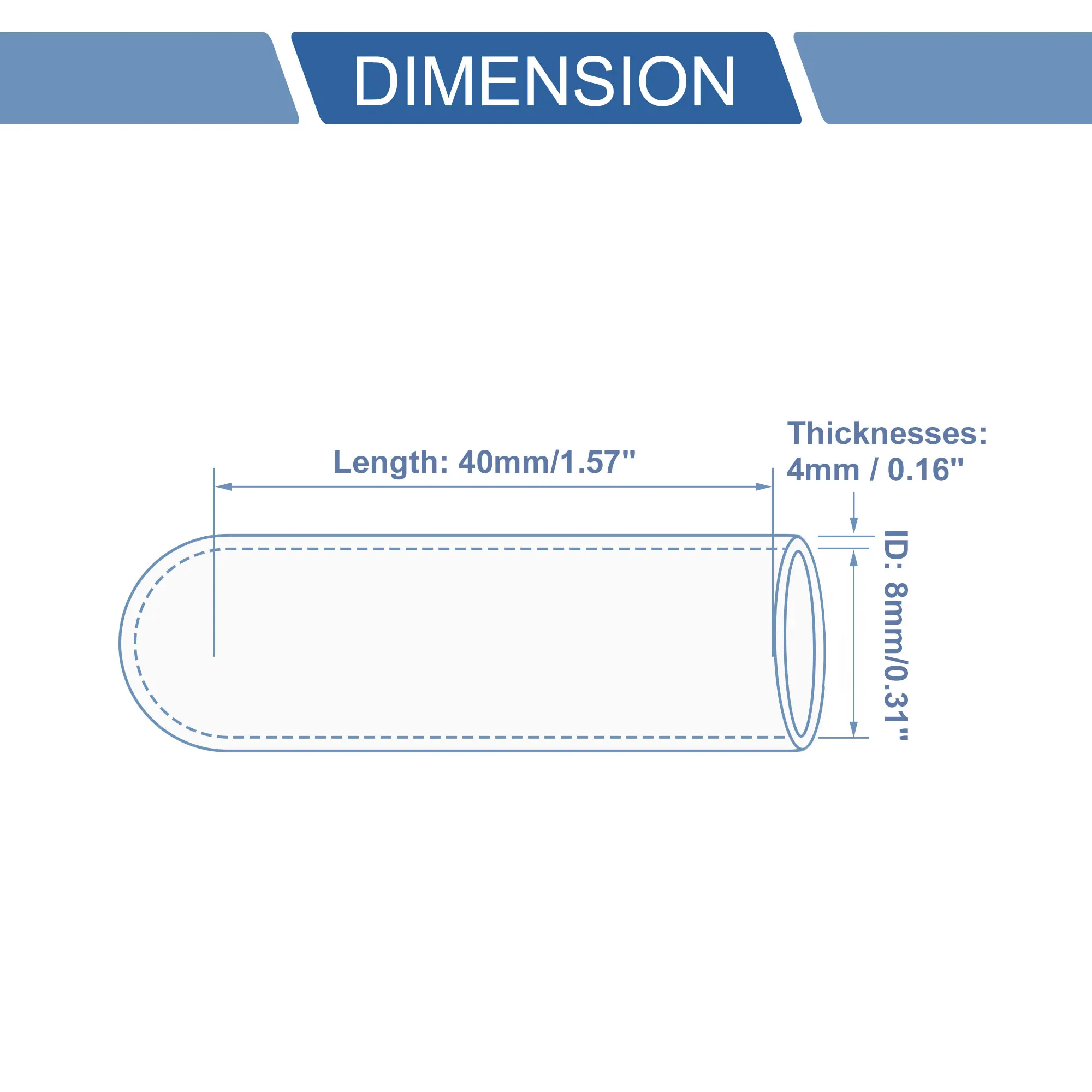 UXCELL 40 mm lang 6/8/10/12/14/16/18/22/25/30/32/35 mm ID auto siliconen rubber slang eindkap siliconen versterkte blindekap blauw