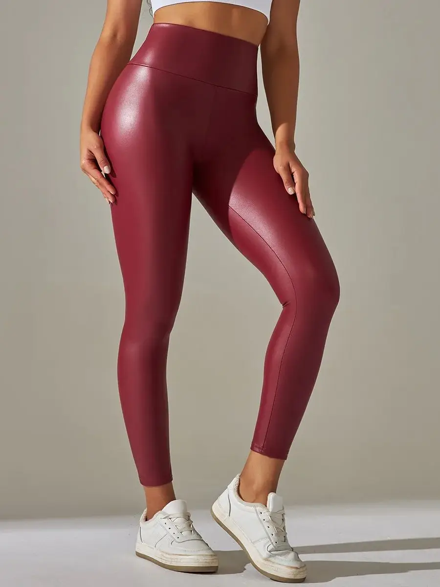 Phụ Nữ Da PU Quần Legging Đen Túi Da Quần Bút Chì Cao Cấp Gợi Cảm Skinny Co Giãn Quần Legging Mỏng Da Nhung Quần