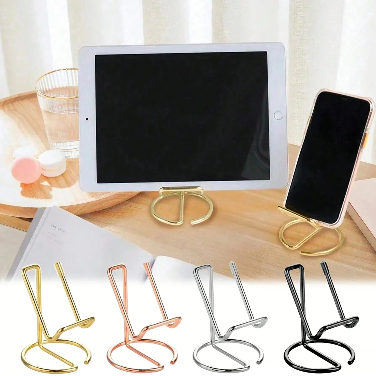 Tragbarer Handy-Ständer für den Schreibtisch, einfacher Visitenkartenhalter aus Metall, universelles Aufbewahrungsregal, Zubehör, geeignet für Telefon, Tablet