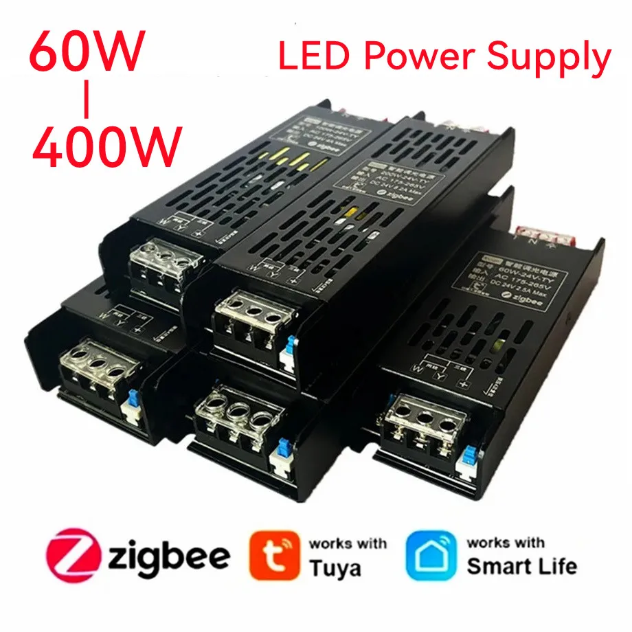 

Светодиодный блок питания DC 24V, диммер-трансформатор AC175-265V, поддержка Tuya Zigbee3.0, управление через Alexa, Google Voice и приложение, для светодиодных лент CCT