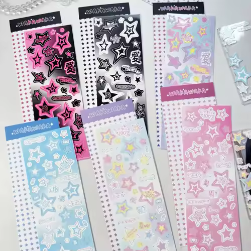 MINKYS New Arrival 3pcs 6pcs Kawaii Bear Ribbon Laser Bling Stickers DIY Scrapbook Stickers Confetti Decoration DIY Photo Frame - Image 9