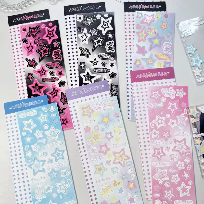 MINKYS New Arrival 3pcs 6pcs Kawaii Bear Ribbon Laser Bling Stickers DIY Scrapbook Stickers Confetti Decoration DIY Photo Frame - Image 9