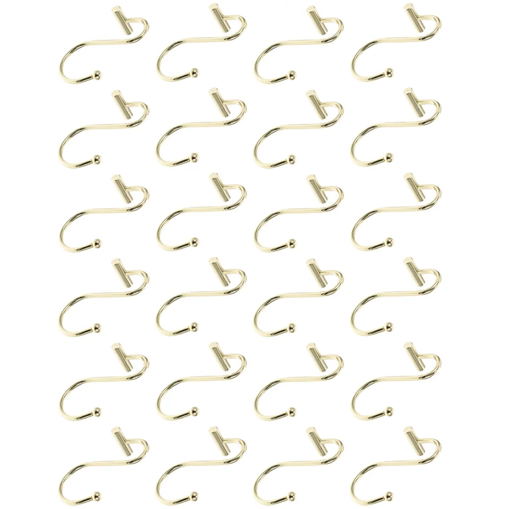 

12 Golden Shower Curtain Hooks Iron Material Bedroom Bathroom Decor Easy Installation Metal Hooks For Curtains Rod