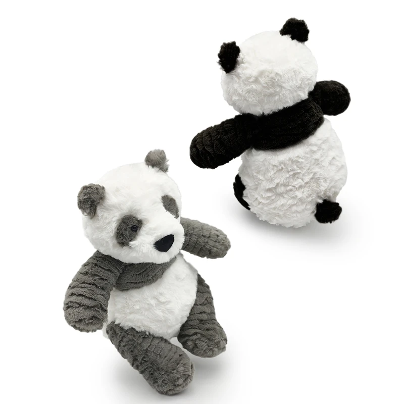 Grey and black black and white teddy bear plush toy cute and fun creative design home decoration soothing companionship