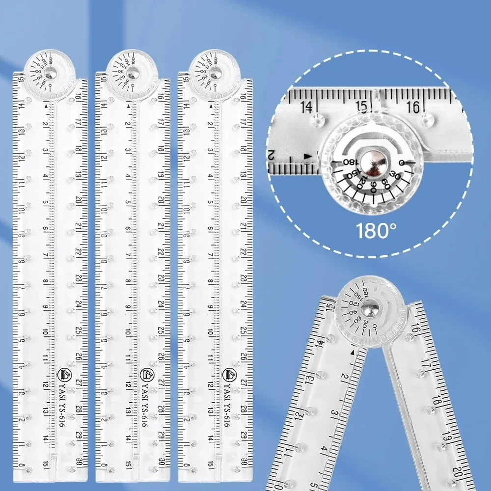 Creative Acrylic Transparent Folding Ruler Simple Scale Plastic Ruler Drawing Ruler for School Office Gadgets Korean Stationery