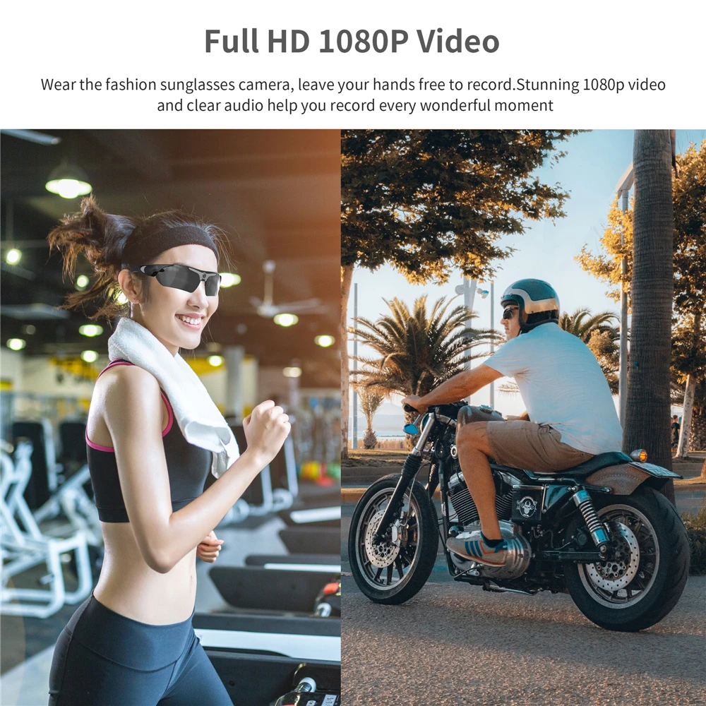 1080P Wearable Glasses Camera Polarized Lens Outdoor Sport DVR Video Surveillance Cam Security Mini Driving Sunglasses Camcorder