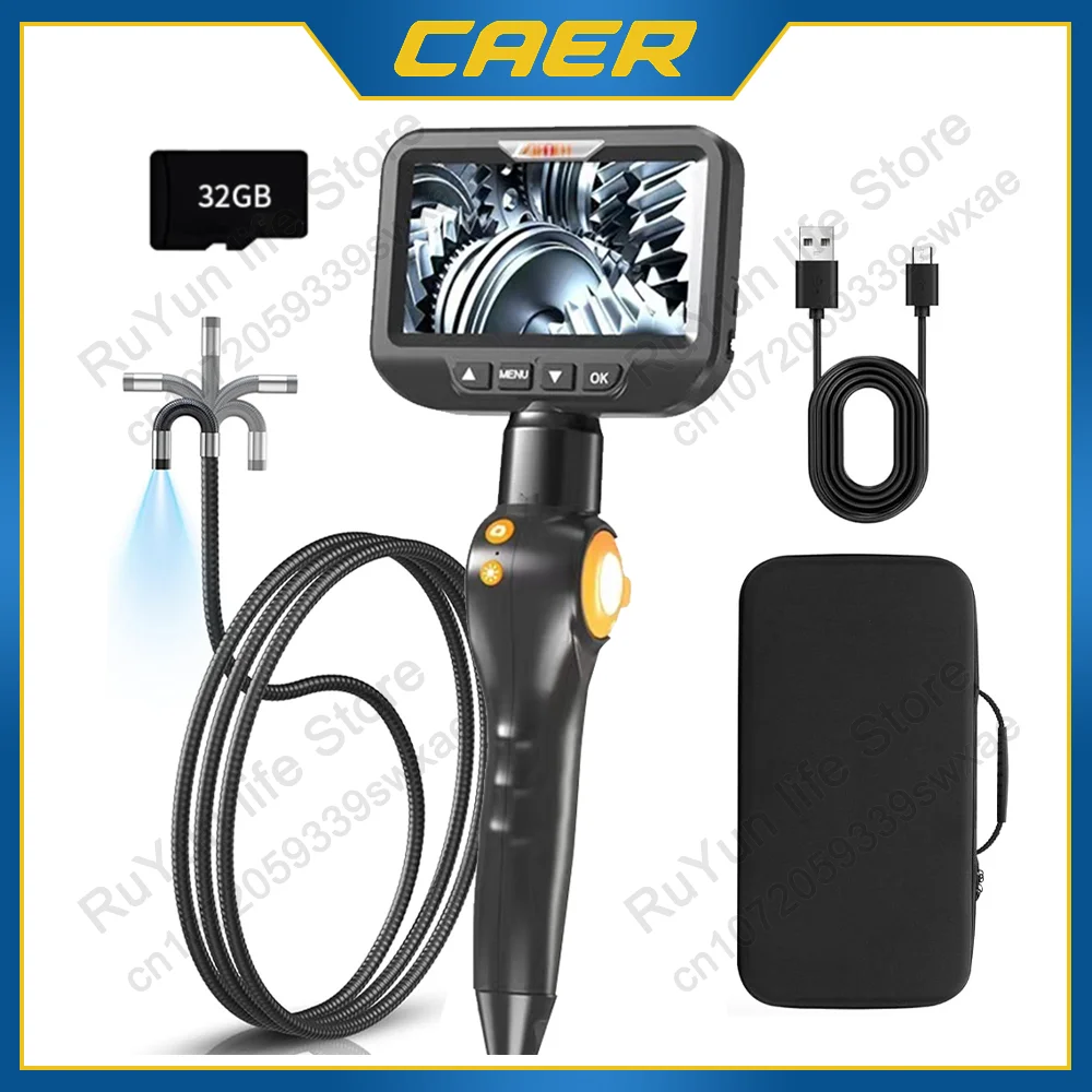 

Промышленная эндоскопическая камера Caer, двухсторонняя, 360° ° Поворотный бороскоп Len 8 мм со светодиодным экраном IPS 1080P IP67 Инструмент для проверки канализационных труб