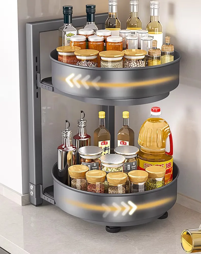 DSA kitchen countertop multi-layer rotating seasoning rack multi-functional placement finishing seasoning seasoning storage rack