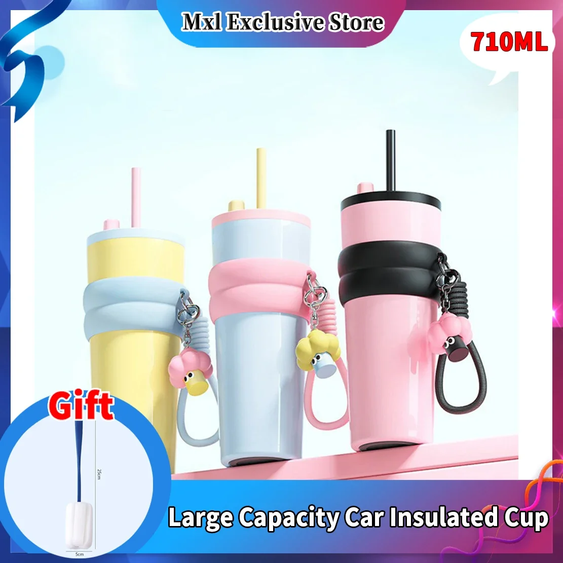 710ML 316 High Appearance Stainless Steel Insulated Cup for Cold Insulation and Car Portable Straw Ice King Cup