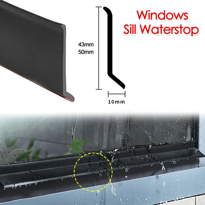 1m Window Sill Waterstop Window Water Blocking Bar Home Window Rain Flashing Board Waterproof Water Deflector Sealing Strip