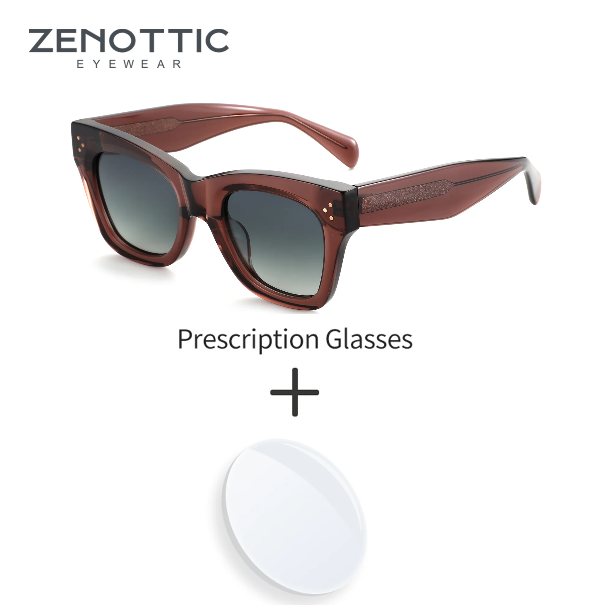 

ZENOTTIC M Size Acetate Thick Frame Prescription Sun Glasses For Women UV400 Progressive Butterfly Polarized Optical Sunglasses