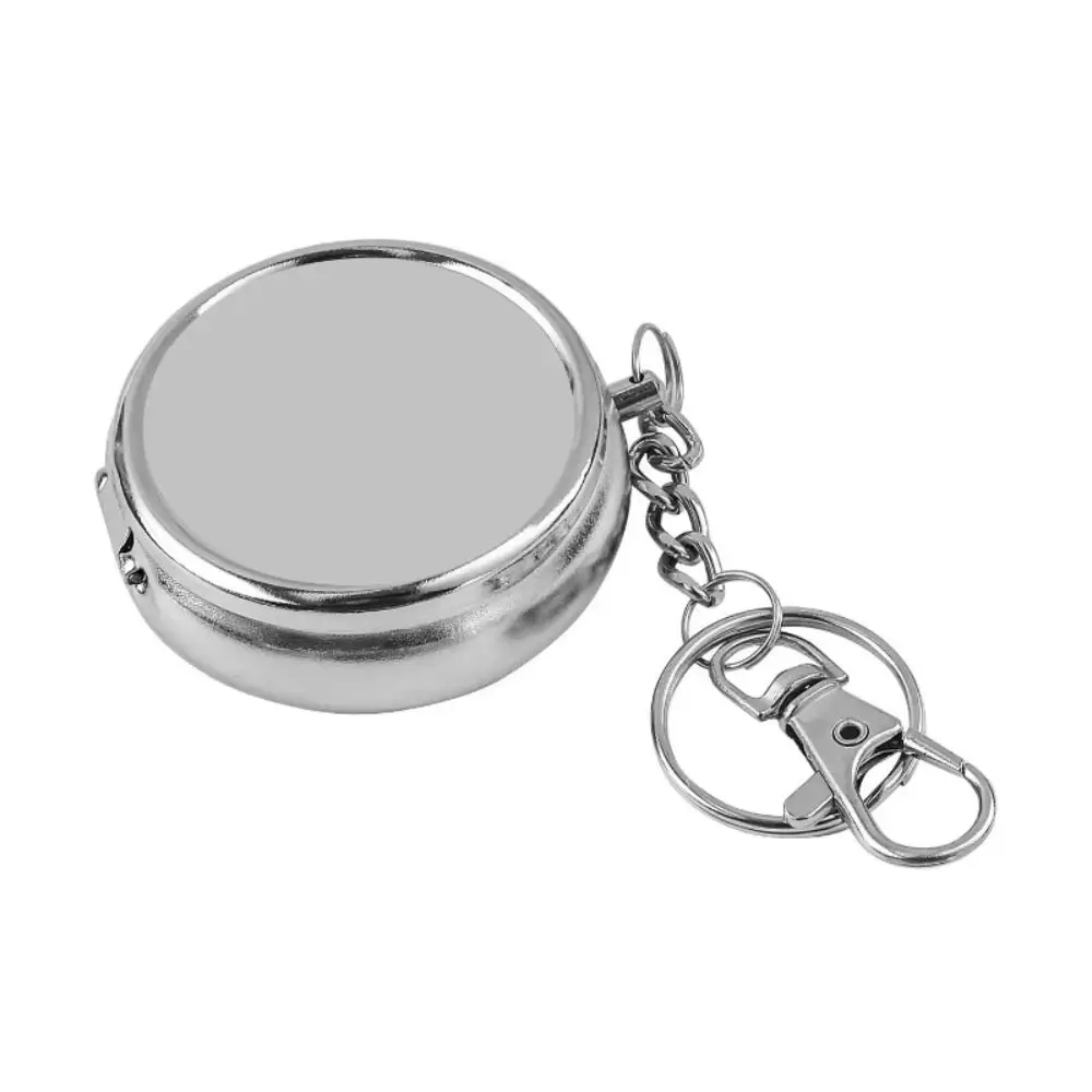 Stainless Steel Portable Ashtray Mini Size Mirror Finish Keychain Smoker Tool Lid Cover with Key Ring Vehicle Ashtray