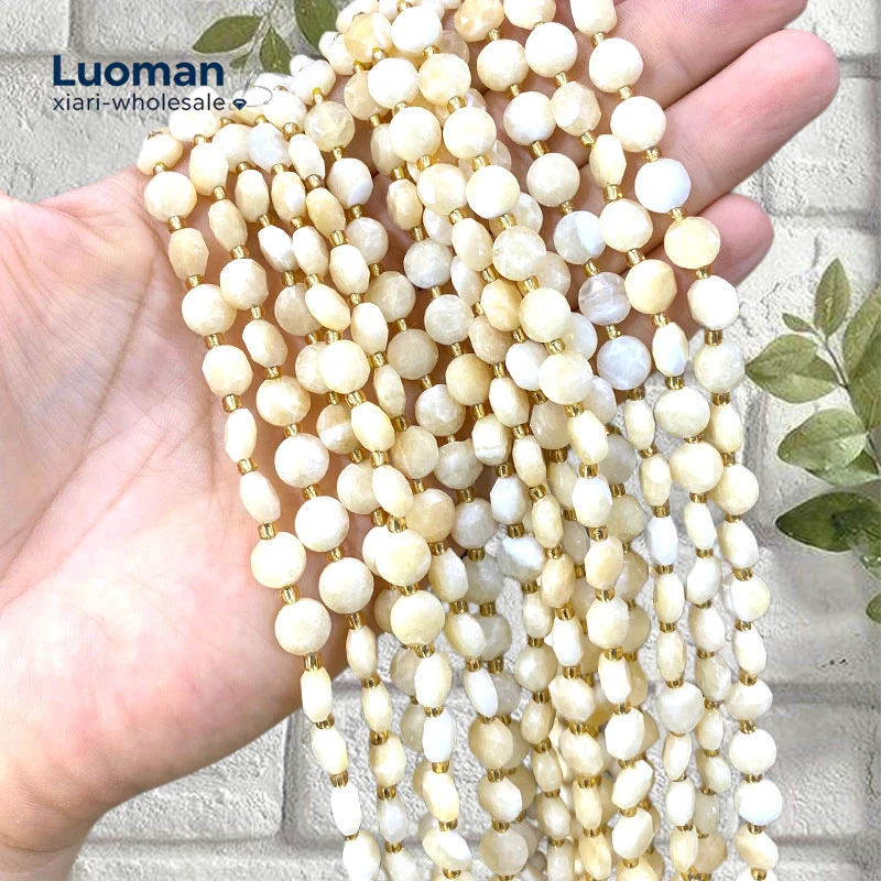 Wholesale 8mm Faceted Rondelle Natural Stone Rice Yellow Jade Spacer Bead for Jewelry Making Diy Bracelets Charms Accessories