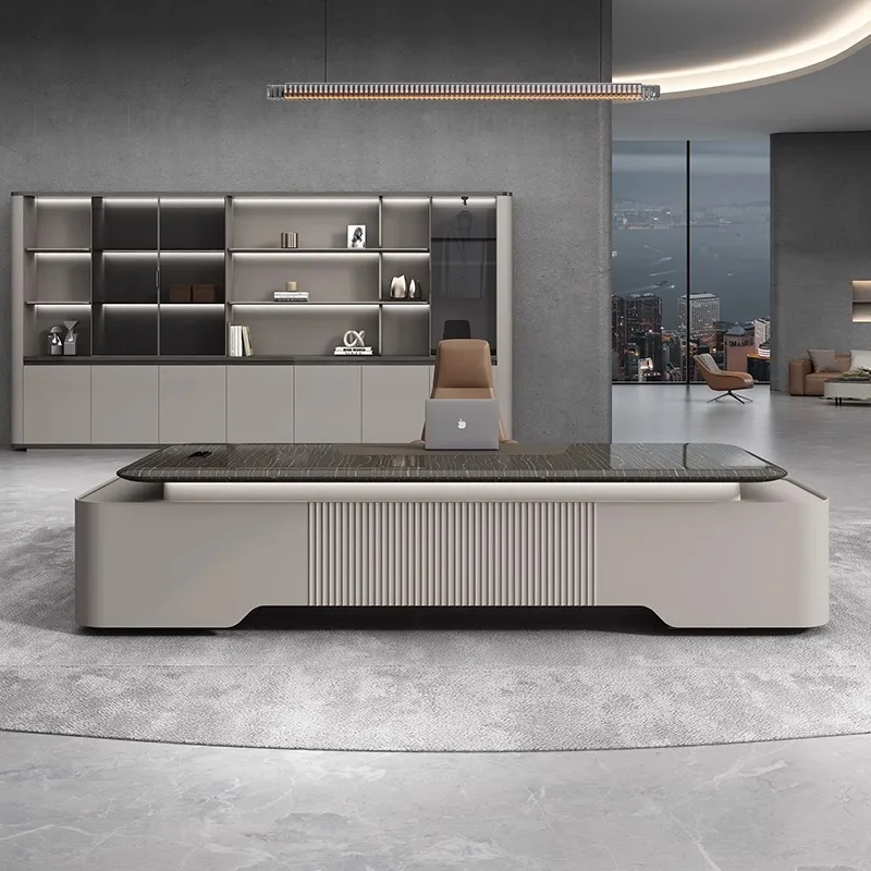 

High-end table and chair combination President table Light luxury Modern simple desk Large class desk Manager table