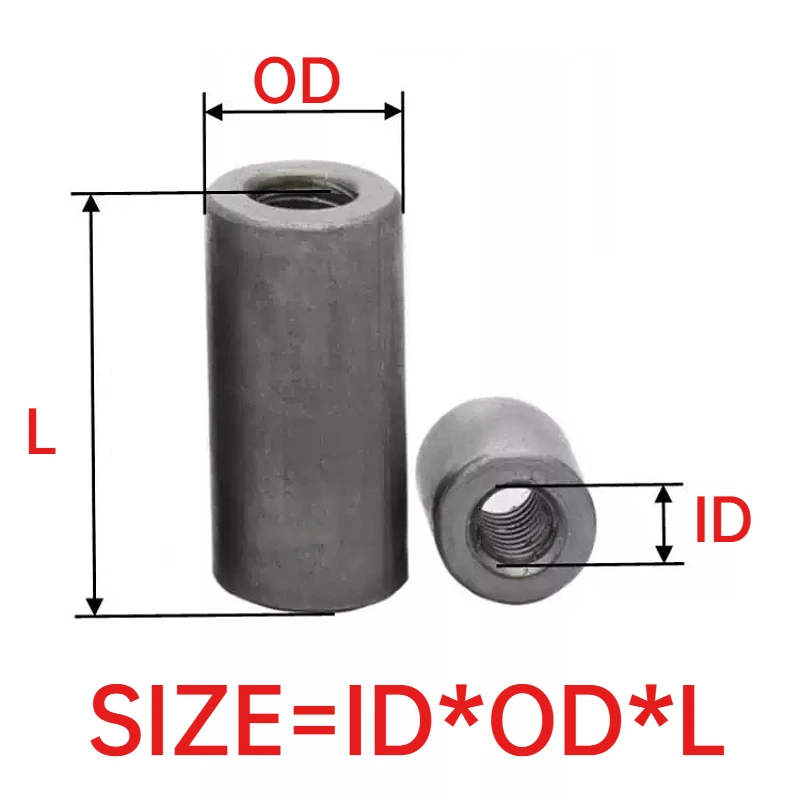 M5 M6 M8 M10 Carbon Steel Round Coupling Nuts Long Extend Round Connector Nuts Rod Sleeve Tubular Nuts Extension Nut