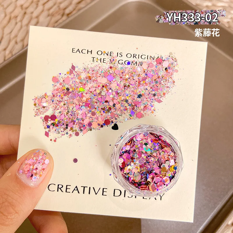 1Pc Multi-Farben Nail art Sparkle Schillernden Glitter Pulver Gemischt Größen Nagel Paillette Pailletten Für Polnische Nagel 3D decals