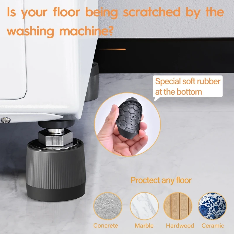 2/4pcs Washing Machine Feet Pads Adjustable Non-Slip Anti-Vibration Shockproof Cushion Fixer Base Heightening Support Bracket