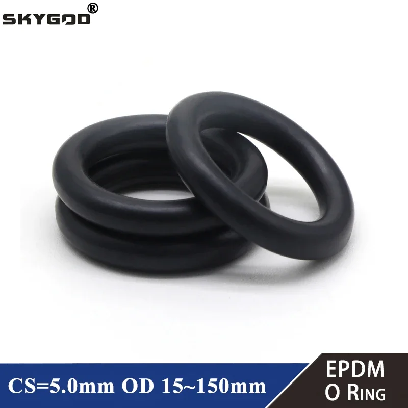 10Pcs EPDM o Rings CS 5mm OD 15 ~ 150mm Acid and Alkali Resistance Water Resistance Friction Resistance o-ring Black