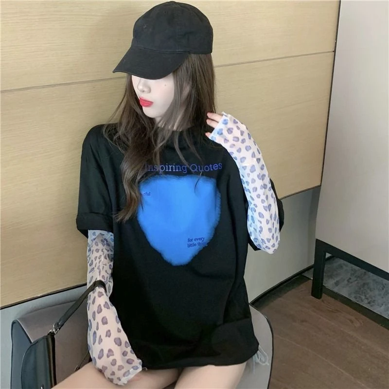 Kawaii Woman T-shirt 2024 Top For Women Black Cute Clothing Grey Graphic Tee Tshirt Spring And Autumn Offer Elegant Hot Causal