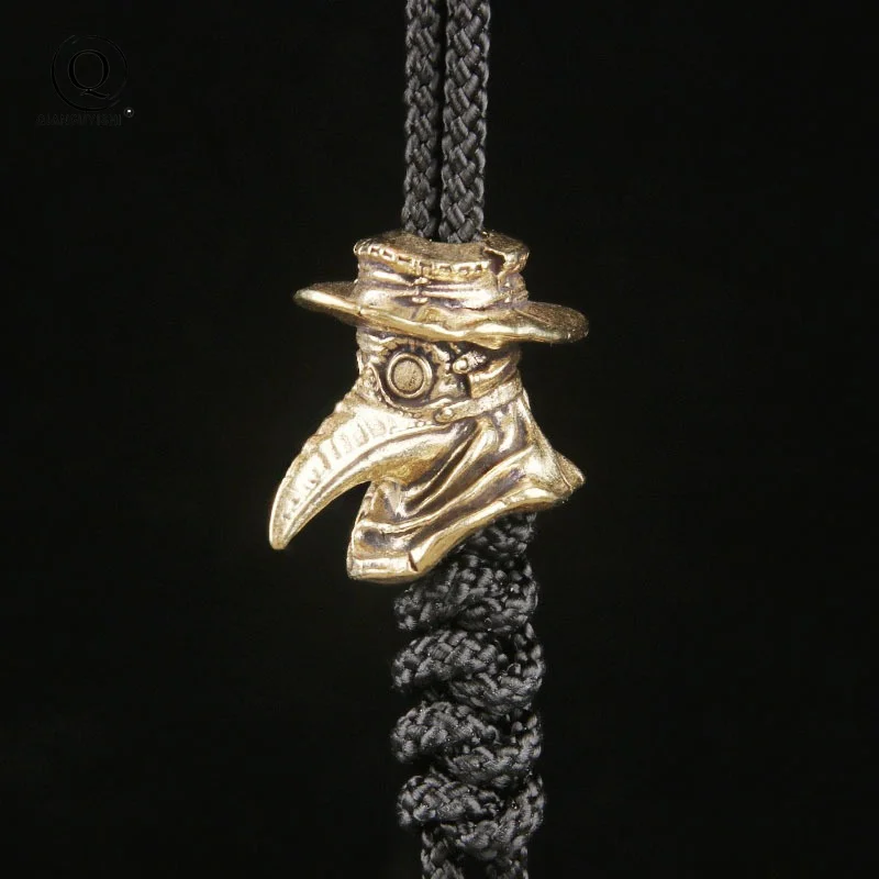 Medieval Europe Long Beak Mask Doctor Brass Knife Bead Lanyard Pendants DIY Paracord EDC Outdoor Tool Woven Hangings Accessories