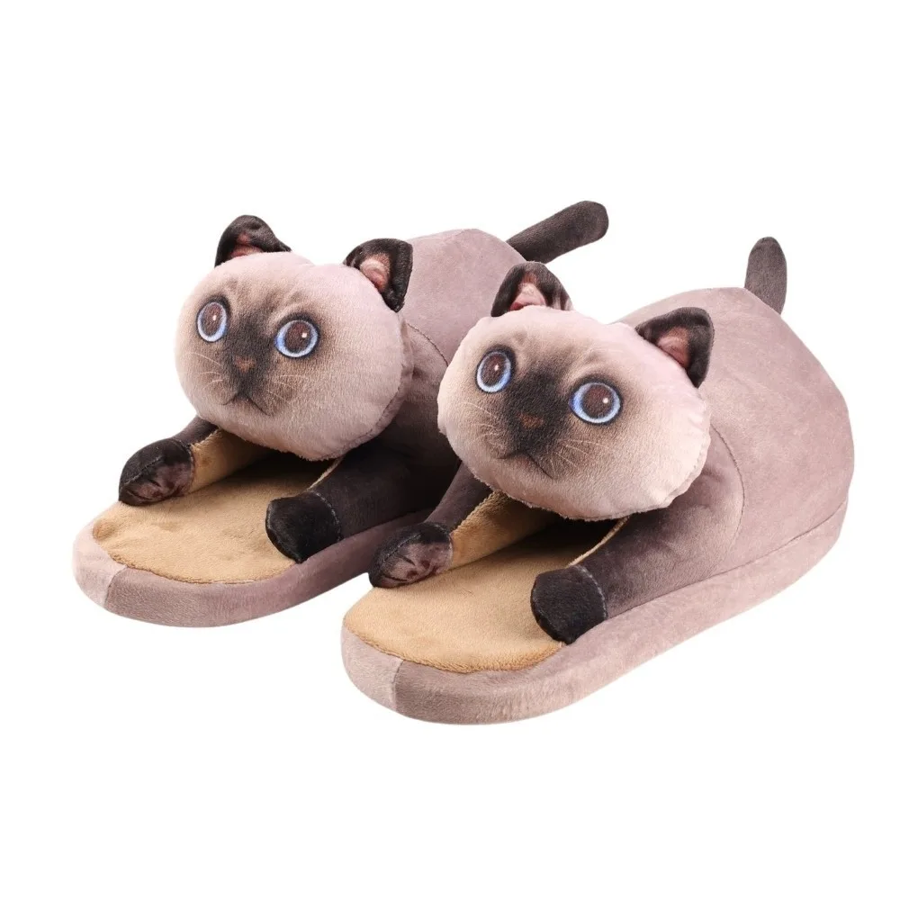 

Cow Cat EVA Cat Hugging Slippers Soft Thick Sole Plush Kitty Slippers Cozy Non-Slip Winter Fluffy Slides Men