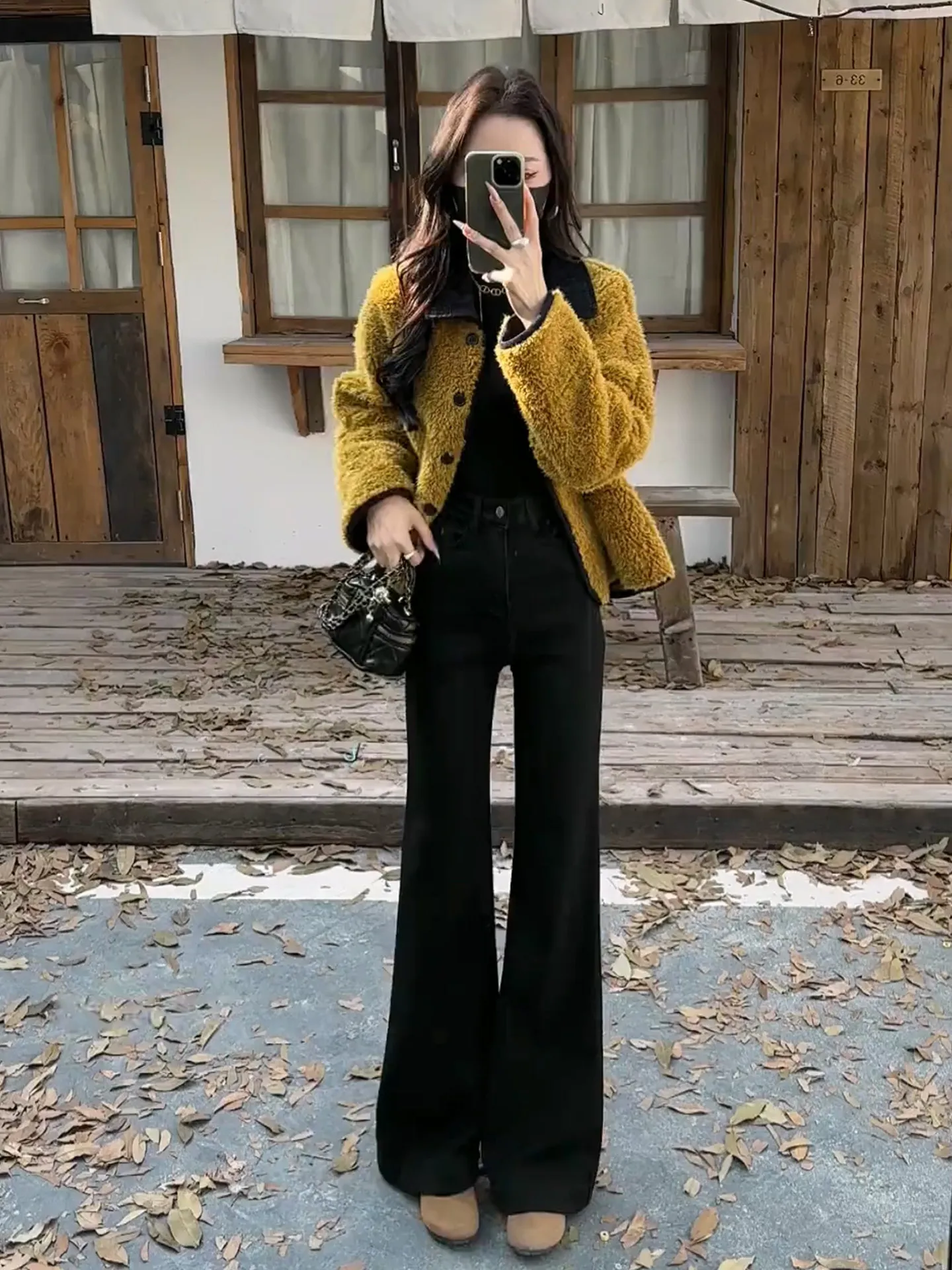 

Thickened Fleece High Waist Bell Bottom Jeans Women Winter New Style Retro Wash Cotton Stretch Denim Pants Loose Wide Leg Jeans