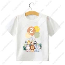 Birthday Boy Shirt 1-12 Year T-Shirt Wild One Tee Boys Birthday Party T Shirt Safari Animal Print Theme Outfit Clothes Kids Tops