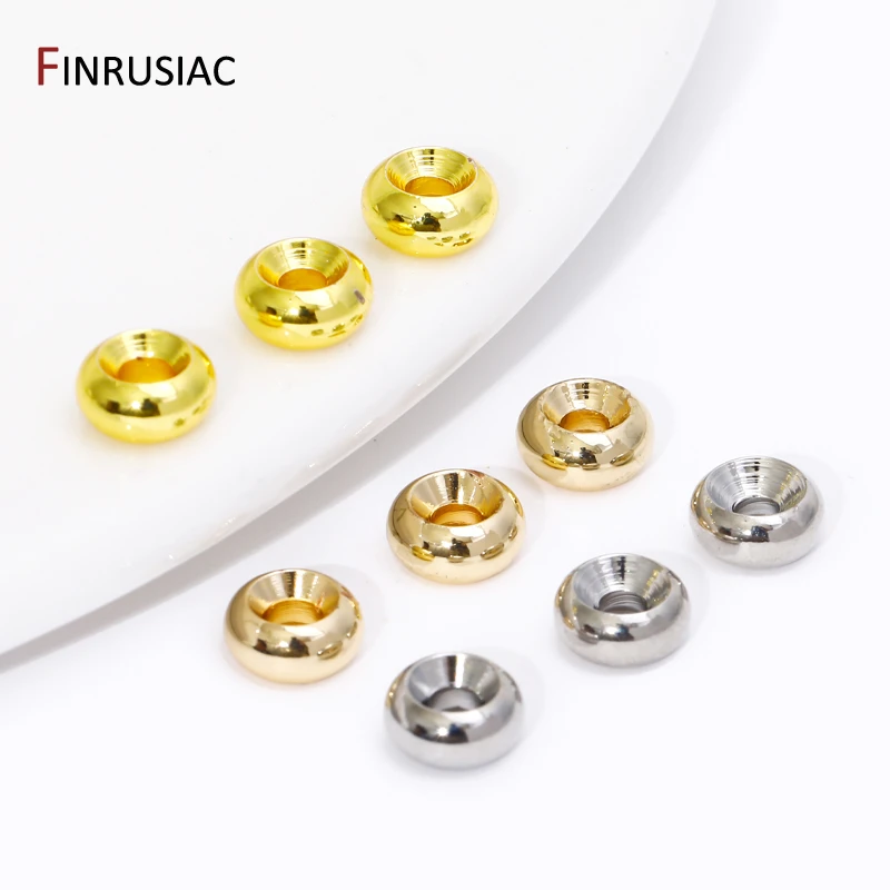 14/18K Gold Plated Brass Smooth Round Spacer Beads,Flat Loose Beads Separators For DIY Bracelet Jewelry Making Accessories image 4