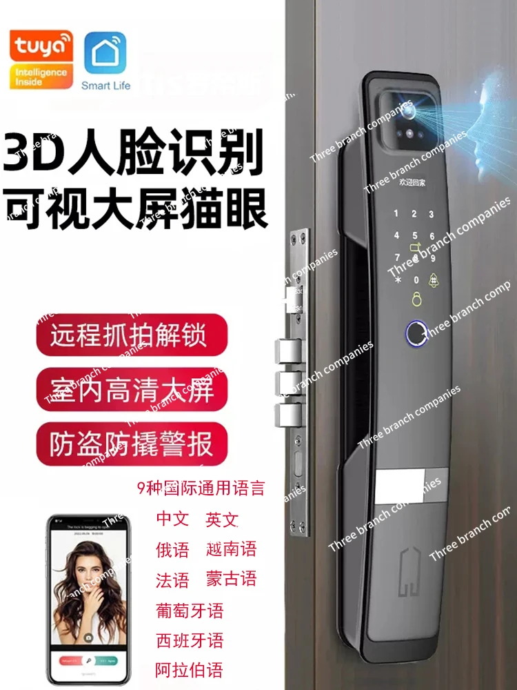 Graffiti WiFi 3D Face Recognition Fingerprint Lock Home Anti-Theft Door Smart Face Brush Face Automatic Electric Door