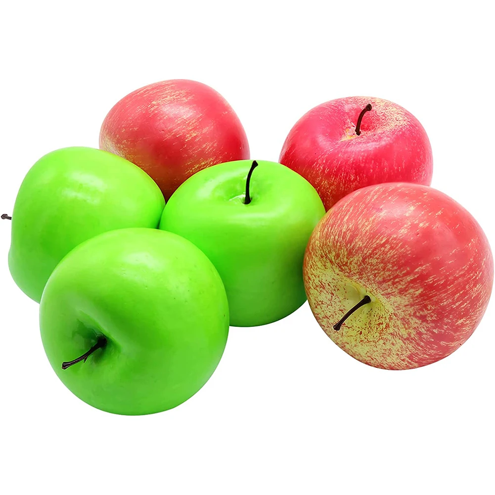 Artificial Apples Simulated Fruit Apples Fake Display Fruit Home Shop Kitchen Decor Supplies Red Green Decoration Photo Prop