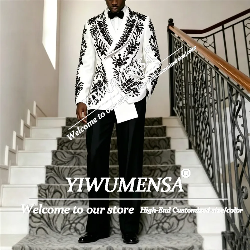 Brilliant Rhinestones Beaded Suit Men For Wedding Single Breasted Jacket Vest Pants 3 Piece Sets Groom Formal Party Tuxedos 2026