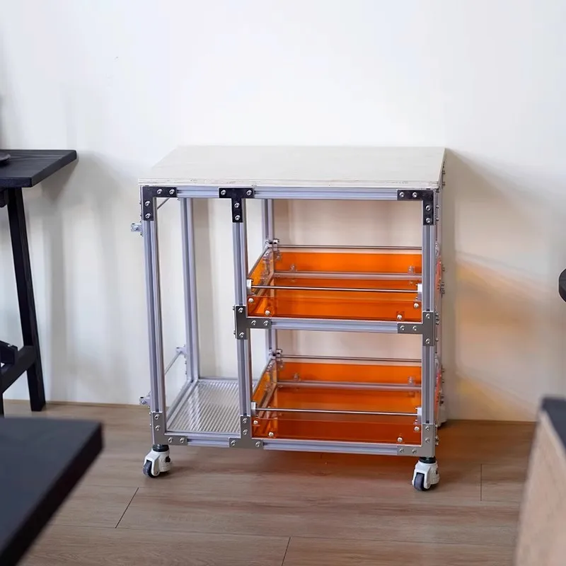 Aluminum profile ocean plate tea cabinet Japanese movable trolley acrylic creative storage cabinet sofa side cabinet