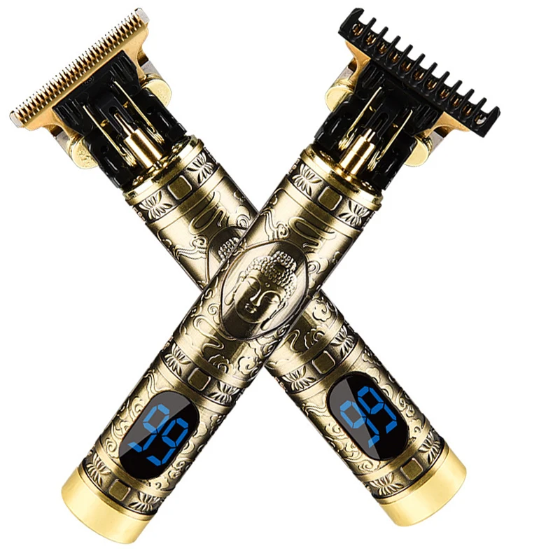 WAIKIL-barbeiro elétrico sem fio Push Clipper para homens, profissional cabeça de óleo Carver, carregamento USB, visor LCD Trimmer, novo