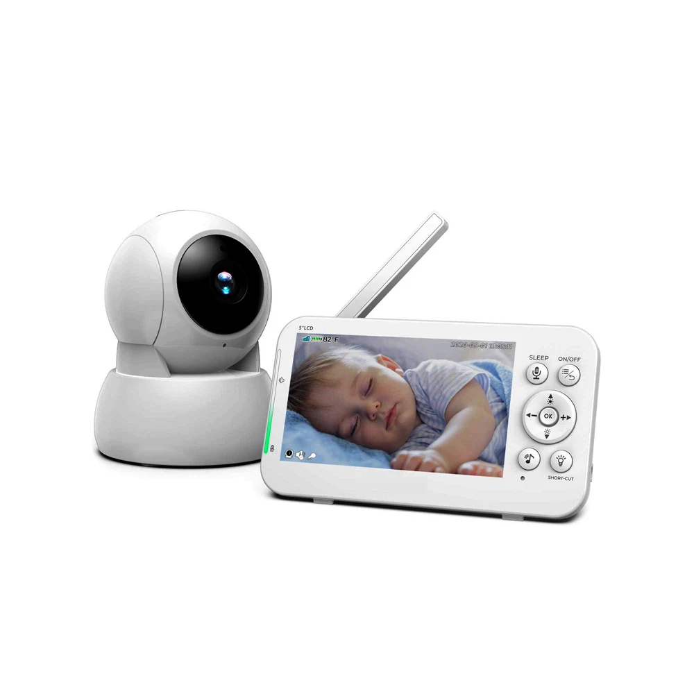 

5Inch Wireless PTZ Long Distance Digital Baby Monitor Temperature Monitoring Lullaby Babysitter Nanny Cam Intercom Baby Camera