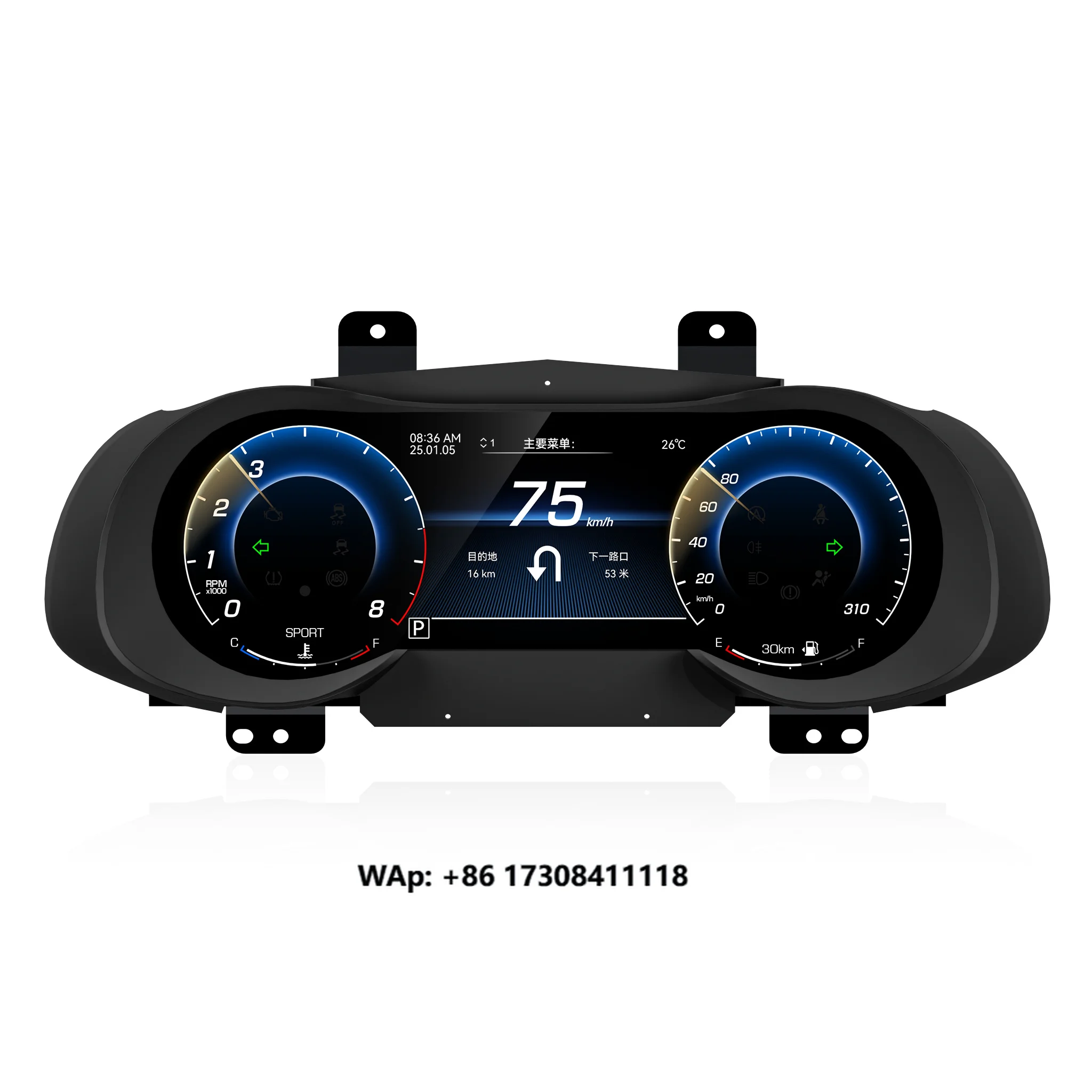 

12.3 Inch Car LCD Dashboard Panel for Quattroporte 2014-2022 Auto Digital Cluster Virtual Instrument Speedometer Panel