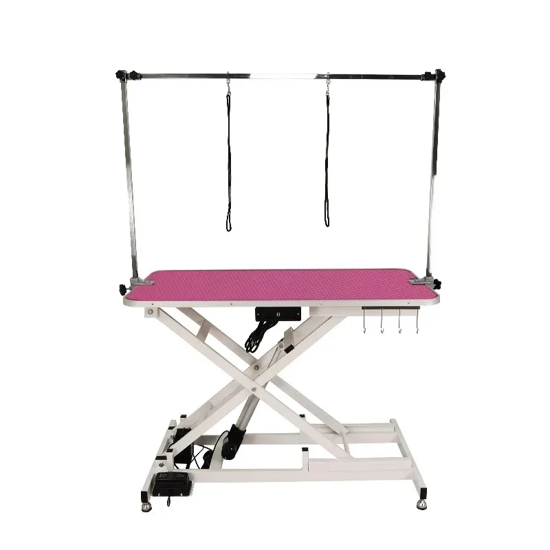 Height Adjustable Electric Lifting Pet Desk, Waterproof Non‑slip PVC Surface for Dog Cat Bathing Trimming