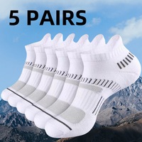 1/5 Pairs Men Socks Cotton Sports Breathable Ankle Socks Mesh Casual Athletic Thin Cut Short Plus Size