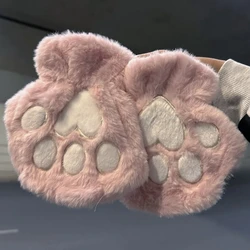 Lovely Plush Cat Claw Paw guanti guanti di peluche Warm Soft Plush Short Fingerless Fluffy Bear guanti Costume guanti mezze dita