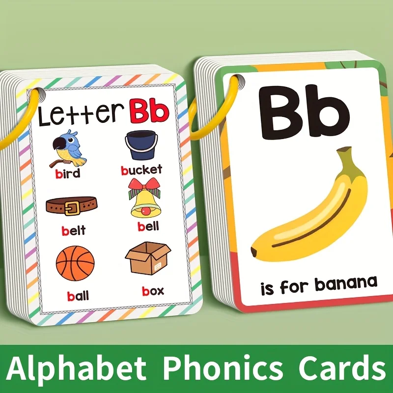 English Alphabet Cognitive Learning Cards |   Fun Cartoon Patterns of Small Animals, Suitable for Children, Small Gifts for Everyday Knowledge Enlightenment and Growth, with Vivid and Interesting Illustrations, Made of Thick and Flexible Paper Material.