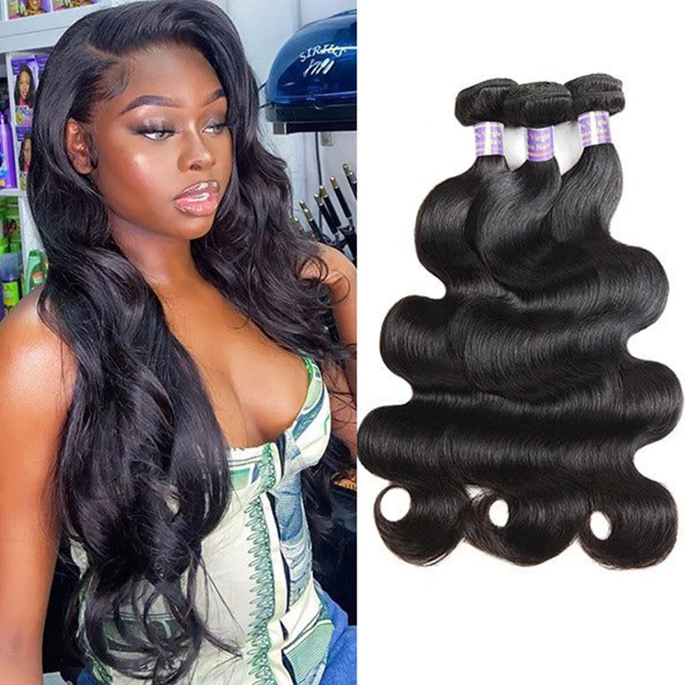 

Body Wave Bundles Human Hair Brazilian Weaving Natural Black 3 4 Bundles Deal Virgin Hair 30 Inch Raw Hair Extensions