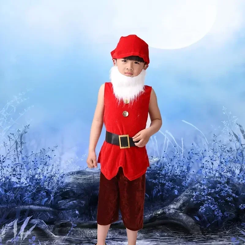 Kinderen Sneeuwwitje Zeven Dwergen Kostuum Kinderen Kerstmis Halloween Korte Mouwen Kostuums Kids Cosplay Prestaties Kostuum - afbeelding 1