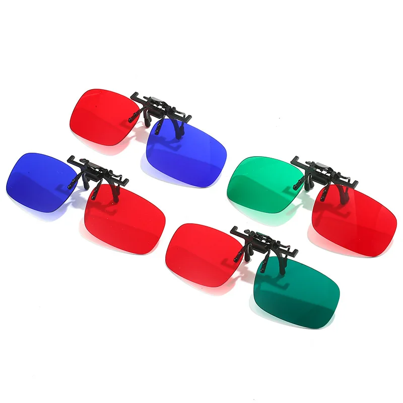 Red Green Blue 3D Glasses Clip Foldable Prescription Glasses for 3D Movies Gaming TV Strabismus Correction Amblyopia Training