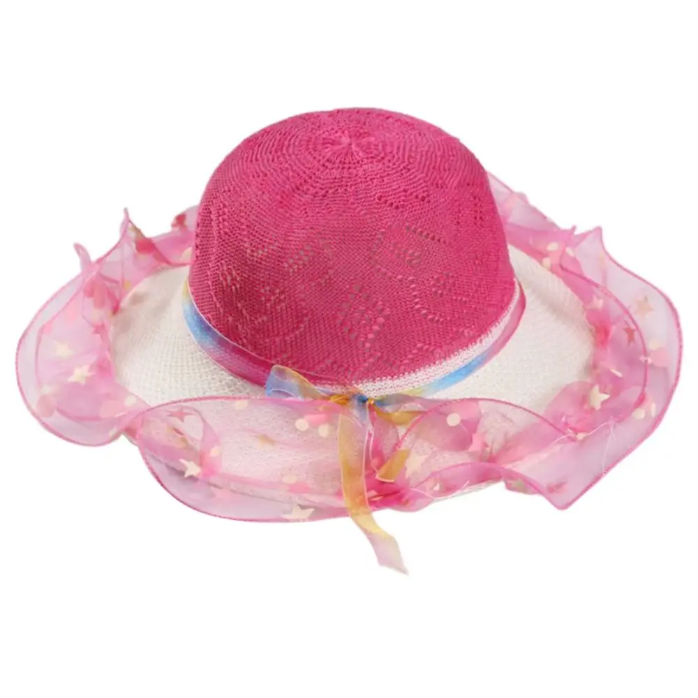 

Sun Protection Fisherman Hat Breathable UV Protect Sunshade Hat Wide Brim Bowknot Panama Sunscreen Cap Toddlder Children