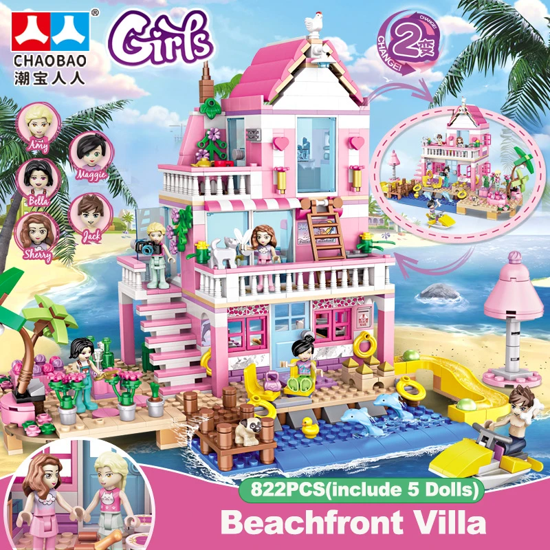 Anime Elsa Princess Luxury Castle Summer Villa Set Building Blocks Model Brick Mini Figure Toy for Girls Kids DIY Gifts - view 5