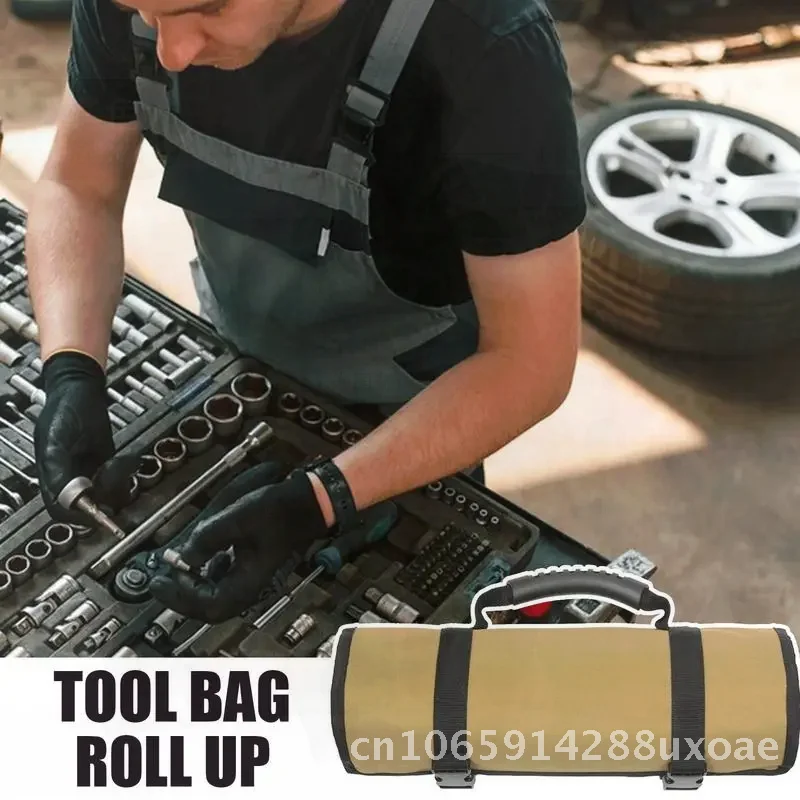 otorcycle Tool Roll Bag Waterproof Foldable Tool Storage Bag With Handle Thicken Carrying Pack Wear-Resistant For Hardwar