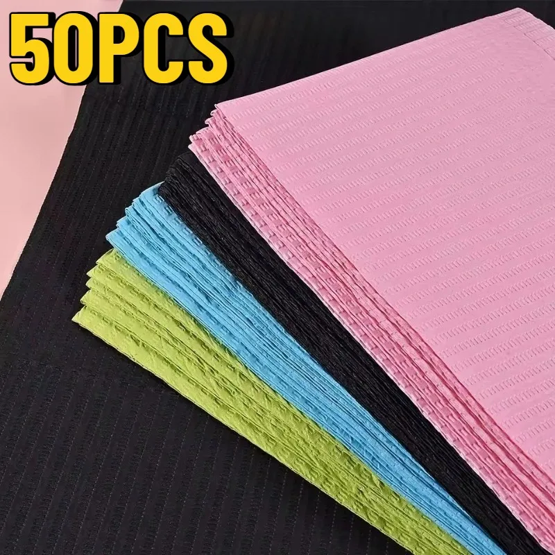 Paquete de 50 Almohadillas de Tatuaje Reutilizables y Desechables Multicolores, Almohadillas para Uñas de Doble Capa, Impermeables, Absorbentes de Agua, Mantel