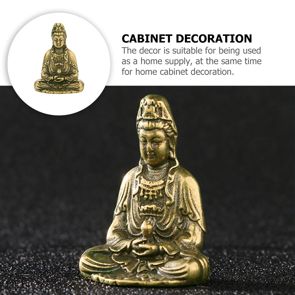 

Vintage Brass Craft Avalokitesvara Statue Decor for Home Cabinet Desktop Beautiful Metal Ornament for Spiritual Space Decoration