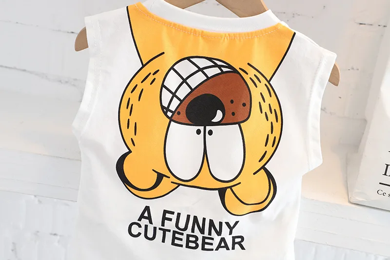 Boys Summer Children Vest Set New Boys Clothes Baby Cartoon Bear Sleeveless T-shirts Shorts 2pcs Casual Sport Sets